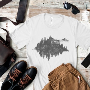 Forest Mountain Mens Graphic Tees Forest Mens Tshirt Outdoor Shirts Gift for Men Mountain Shirts Hiking Shirt Outdoor Adventure Dad Gift