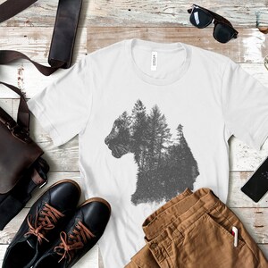 Forest Cougar Mens Graphic Tees Forest Mens Tshirt Outdoor Shirts Gift for Men Mountain Shirts Hiking Shirt Outdoor Adventure Dad Gift