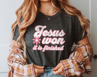 T-shirt Jésus a gagné, habillement chrétien, cadeau religieux