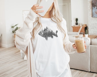 Forest Fish Graphic Tee, Camping Hiking Outdoors Shirt