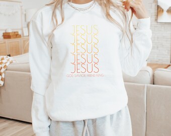 Sweat-shirt Jésus est roi : vêtements de versets bibliques chrétiens