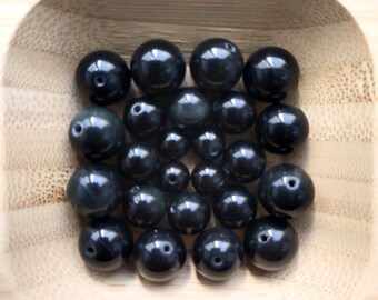 Fil De Perles Obsidienne Noire Arc-en-ciel 6mm - 61 Perles, Longueur 39 Cm, Neuf