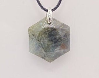 Hexagonal labradorite pendant