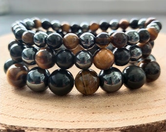 Triple protection: hematite, black obsidian and tiger's eye
