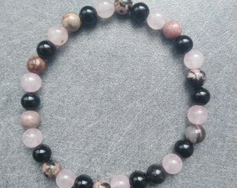 Triple Love, Protection, Trust and Love: Rose Quartz, Rhodonite and Onyx (Child Size)