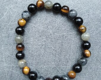 Energy Vampire Protection: Labradorite, Tiger&#39;s Eye and Tourmaline (Child Size)