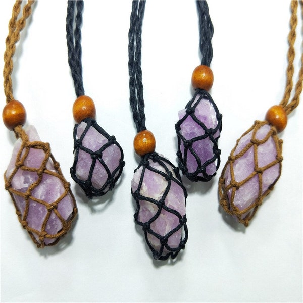 Halskette - verstellbarer leerer Makramee-Netzanhänger zum Tragen Ihrer Steine (ohne Stein verkauft)