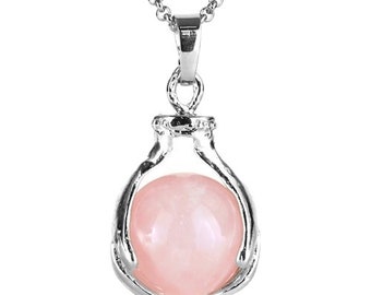 Love rose quartz ball pendant