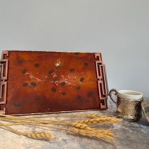 Handmade  Epoxy coffee  Tray whit real coffee beans  inside/serving board