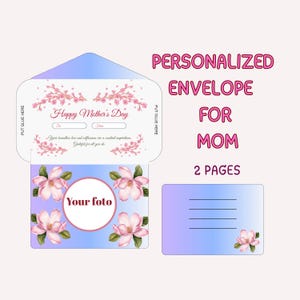 Personalized Mother's day Gift. Envelope for mom, DIY Mothers Day cards, Gift template for mom. Easy crafts for mom