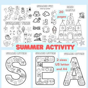 Summer Activity Coloring Pages for Kids – 20 Fun Printable Worksheets | A4 + US Letter | Summer Printable Activity Book