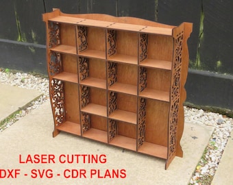 Piani per mensole espositive CDR - Dxf e Svg per compensato da 4 mm, progetti fai da te per mensole in legno, download immediato, progetti di artigianato
