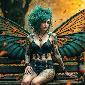 Whimsical Fairy Digital Artwork | Captivating Park Bench Illustration | Enchanting Home Decor & Gift Idea