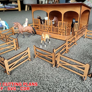 Plans miniatures de l&#39;écurie - CDR, DXF et Svg pour contreplaqué 4 mm - projets de création de modèles réduits de bricolage, instructions de montage faciles