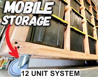 Mobile Storage System Digital Plans // Garage Storage // Mobile Garage Storage // Rolling Storage With Video Tutorial // 3x4 Tote Storage