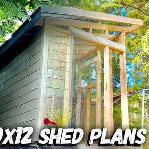 片流れ小屋の設計図 // 10x12 PDF ショップ図面