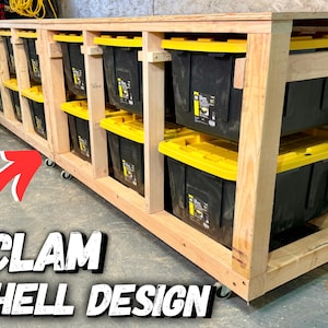 12 Tote Storage // Mobile Storage Work Table Digital Plans // Garage Storage // Mobile Garage Storage // Rolling Storage With Video Tutorial