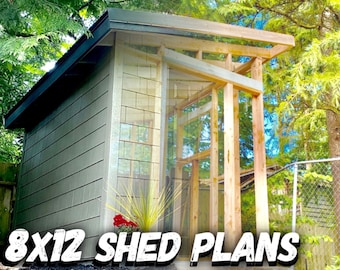 Lean-To Shed Plans // 8x12 PDF Shop Drawings