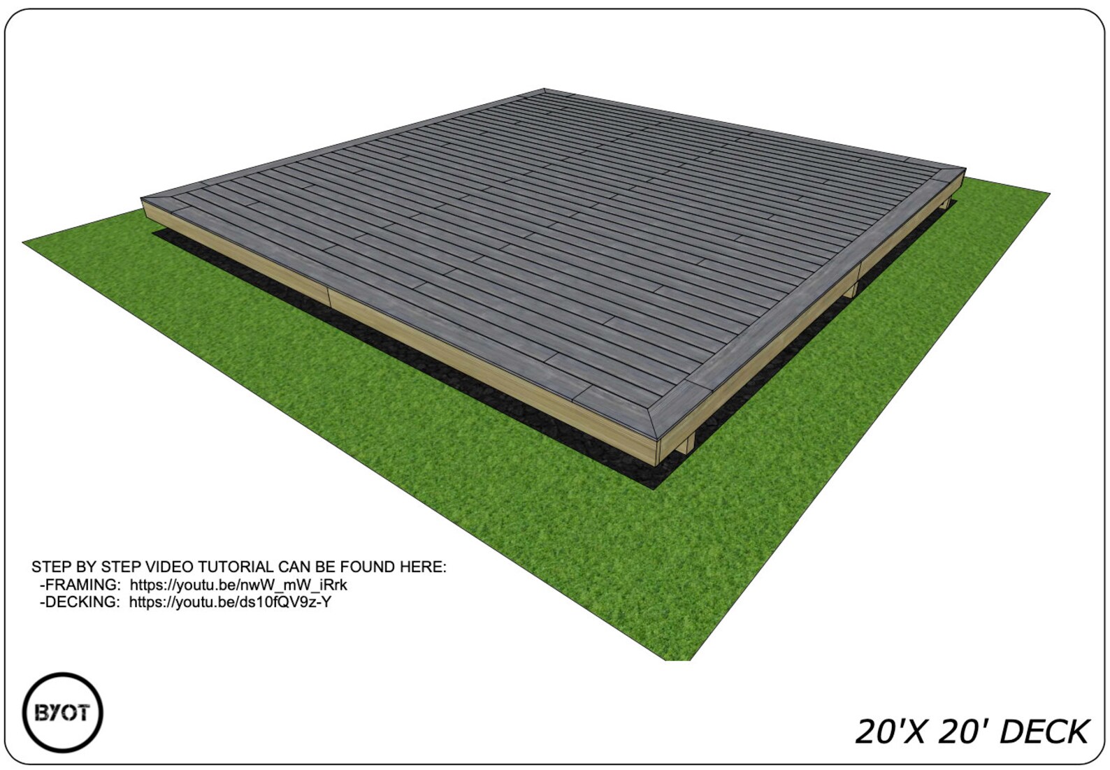 Freestanding Deck Plans With Step by Step Video Tutorial Etsy