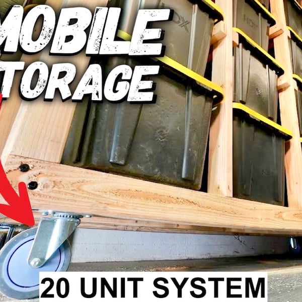 Plans numériques du système de rangement mobile // Rangement de garage // Rangement de garage mobile // Rangement roulant avec tutoriel vidéo // Rangement 4 x 5