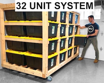 Mobile Storage System Digital Plans // Garage Storage // Mobile Garage Storage // Rolling Storage With Video Tutorial // 32 Tote Storage