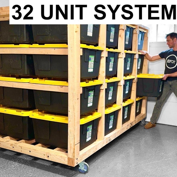 Mobile Storage System Digital Plans // Garage Storage // Mobile Garage Storage // Rolling Storage With Video Tutorial // 32 Tote Storage