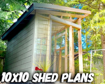 Lean-To Shed Plans // 10x10 PDF Shop Drawings