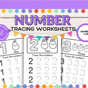 Handwriting Practice | Number Sense | Kindergarten Math | 20 Number Tracing Worksheets | Educational Sheets For Preschoolers | Kids Tracing