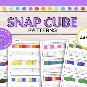 Modelli di cubi a scatto, modelli di cubi matematici, schede di copia dei modelli, riconoscimento dei colori, modelli di cubi colorati, scuola materna, materiale didattico stampabile