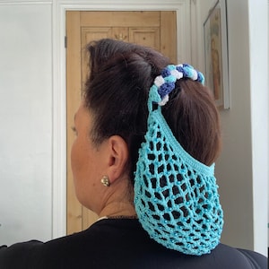 Medium Turquoise Beaded Half Snood with Plait Headband