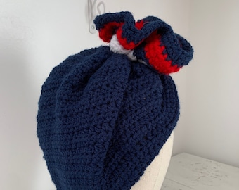 Blue Crochet Turban vintage inspired