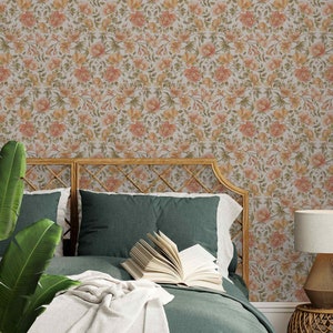 Grazioso acquerello fiori bella carta da parati estetica staccare e attaccare o non tessuto botanico natura floreale vintage murale stanza in stile boho