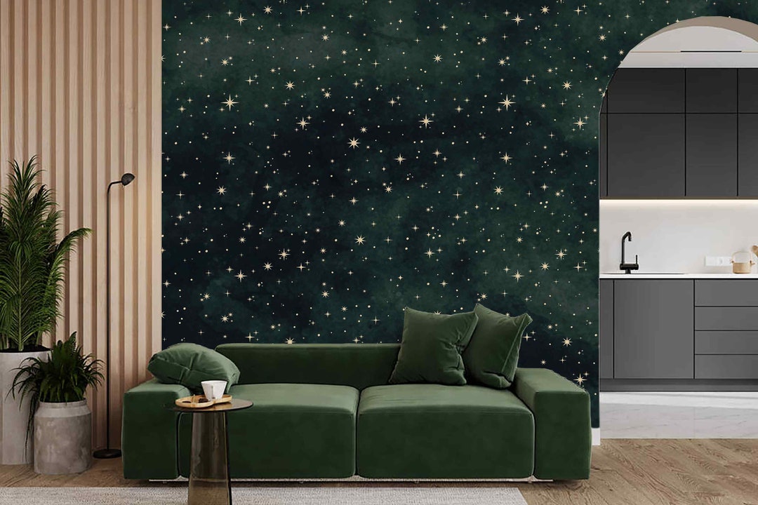 Starry Sky Dark Wallpaper Peel & Stick or Non Woven Moon and Stars ...