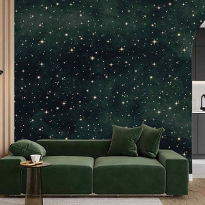 Cielo stellato Carta da parati scura Peel & Stick o non tessuto Luna e stelle Murale Astronomia Spazio Decorazione per la casa Galassia Spazio Arte murale Via Lattea Notte