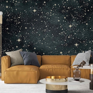 Starry Night Wallpaper – Peel and Stick Dark Sky Wall Mural With ...