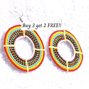 069 Africa Earring, African Jewelry, Kenya Jewelry, Hoop Earring, Ethnic Earring, Masai Jewelry, Africa Bead Earring, Navajo Jewelry, Kenya
