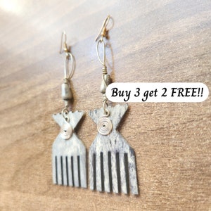 325 Afro Comb Bone Earrings, Brass Earrings Dangle, Brass Earrings Bulk, Ethnic Earrings Bulk, Earring Set, Gift for Her, Earrings For Women