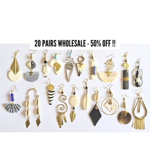BIRTHDAY GIFTS, Gifts For Women, Boho Earrings Bulk, Brass Earrings, African Earrings, African Jewelry, Ethnic Earrings Set, Gifts For Her