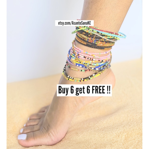 ON SALE Anklet Bracelets, Anklets For Women, Beaded Anklets, African Anklets, African Jewelry For Women, Gifts For Women, Gifts For Wife