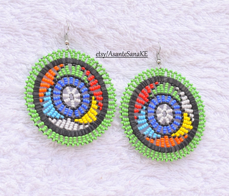 Statement Earring Kenya Earring Hoop Earring Africa Earring Masai Jewelry Kenya Jewelry Afr ON SALE Zulu Bead Earring Fulani Earring