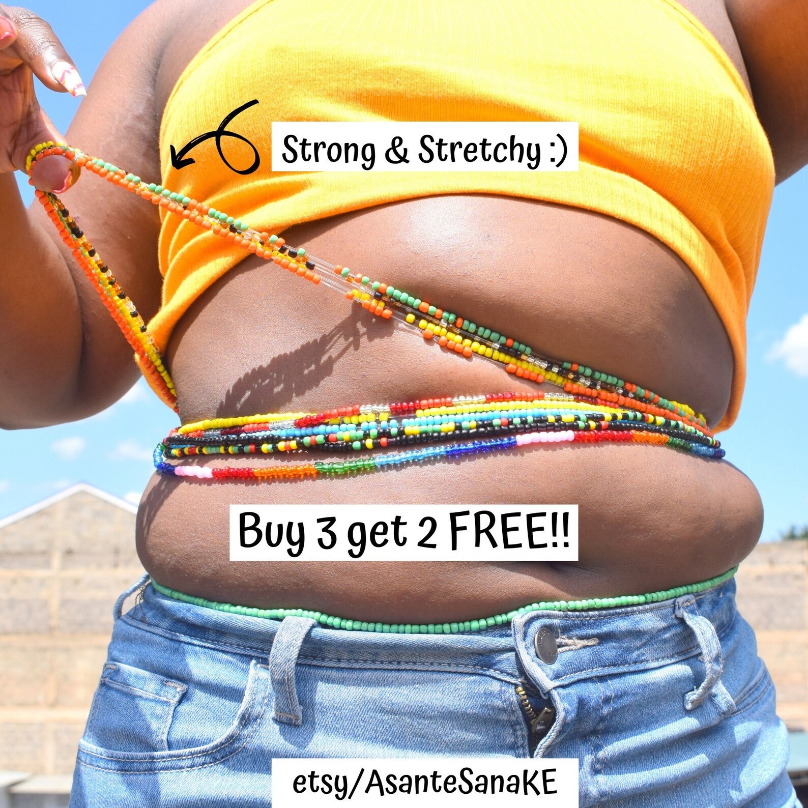 Stretchy ELASTIC Waist Beads Tie on Waist Beads Waist Beads Etsy