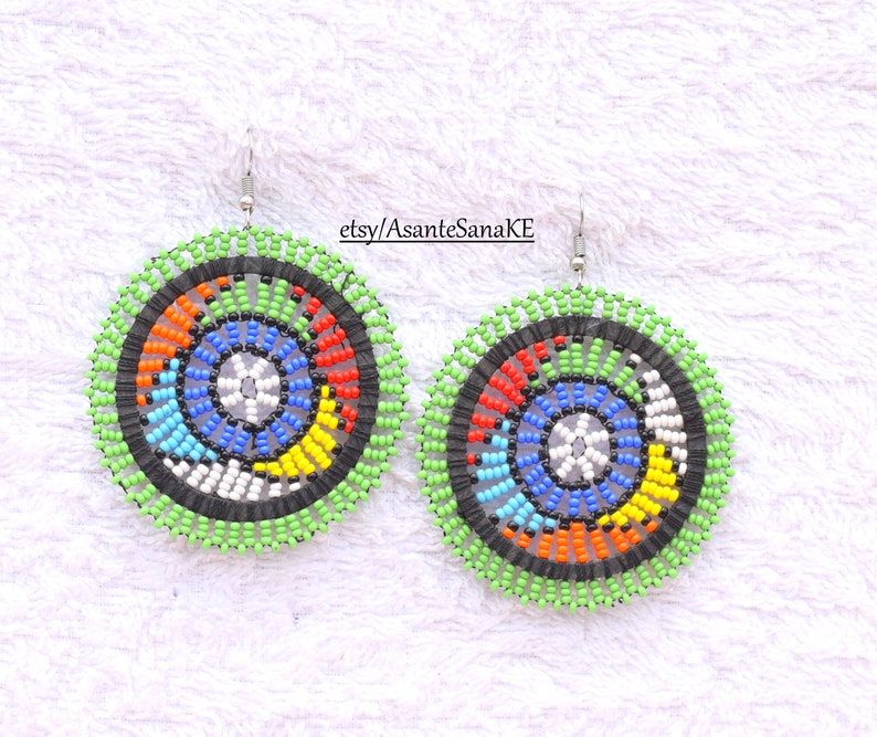 Statement Earring Kenya Earring Hoop Earring Africa Earring Masai Jewelry Kenya Jewelry Afr ON SALE Zulu Bead Earring Fulani Earring