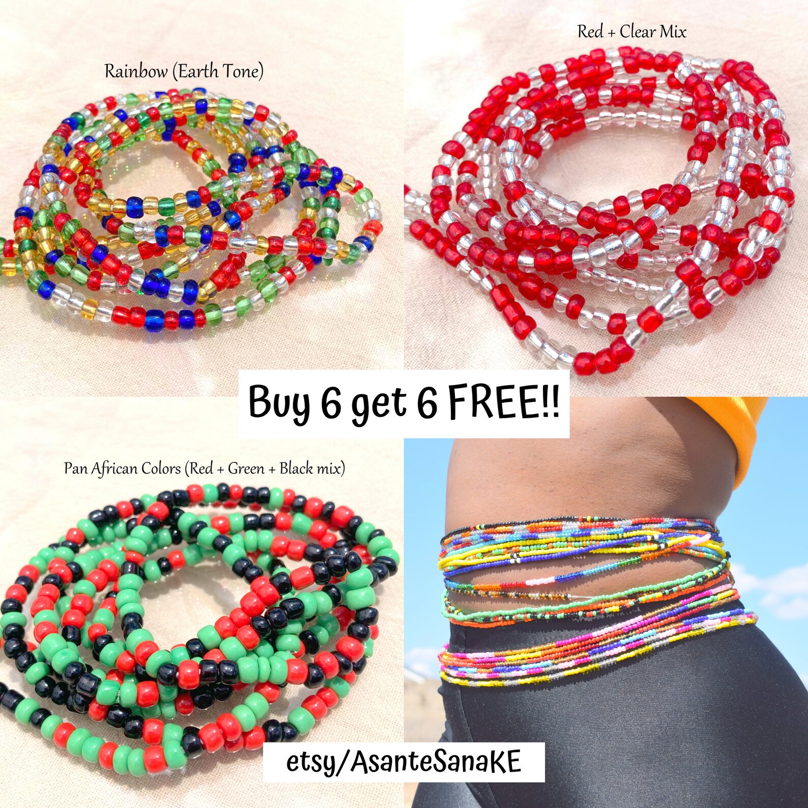 Stretchy ELASTIC Waist Beads Tie on Waist Beads Waist Beads Etsy