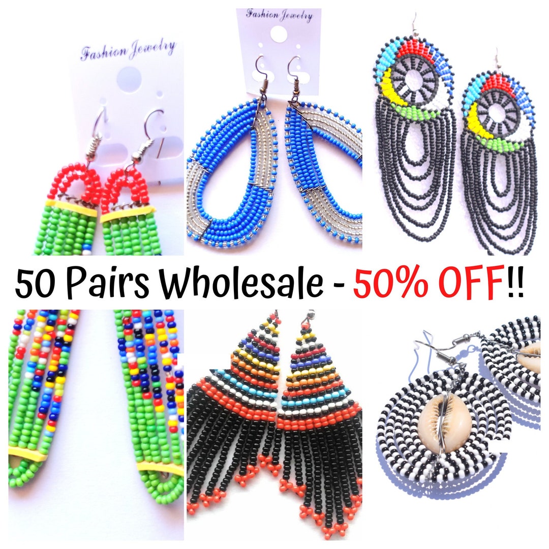 ON SALE Bulk Earrings, African Earrings Wholesale, Masai Earrings Bulk