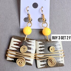 744 Statement Earrings, Earrings, Earrings Set, Gift, Gift for Her, Bone & Brass Earrings, African Jewelry, African Earrings, Boho Earrings.