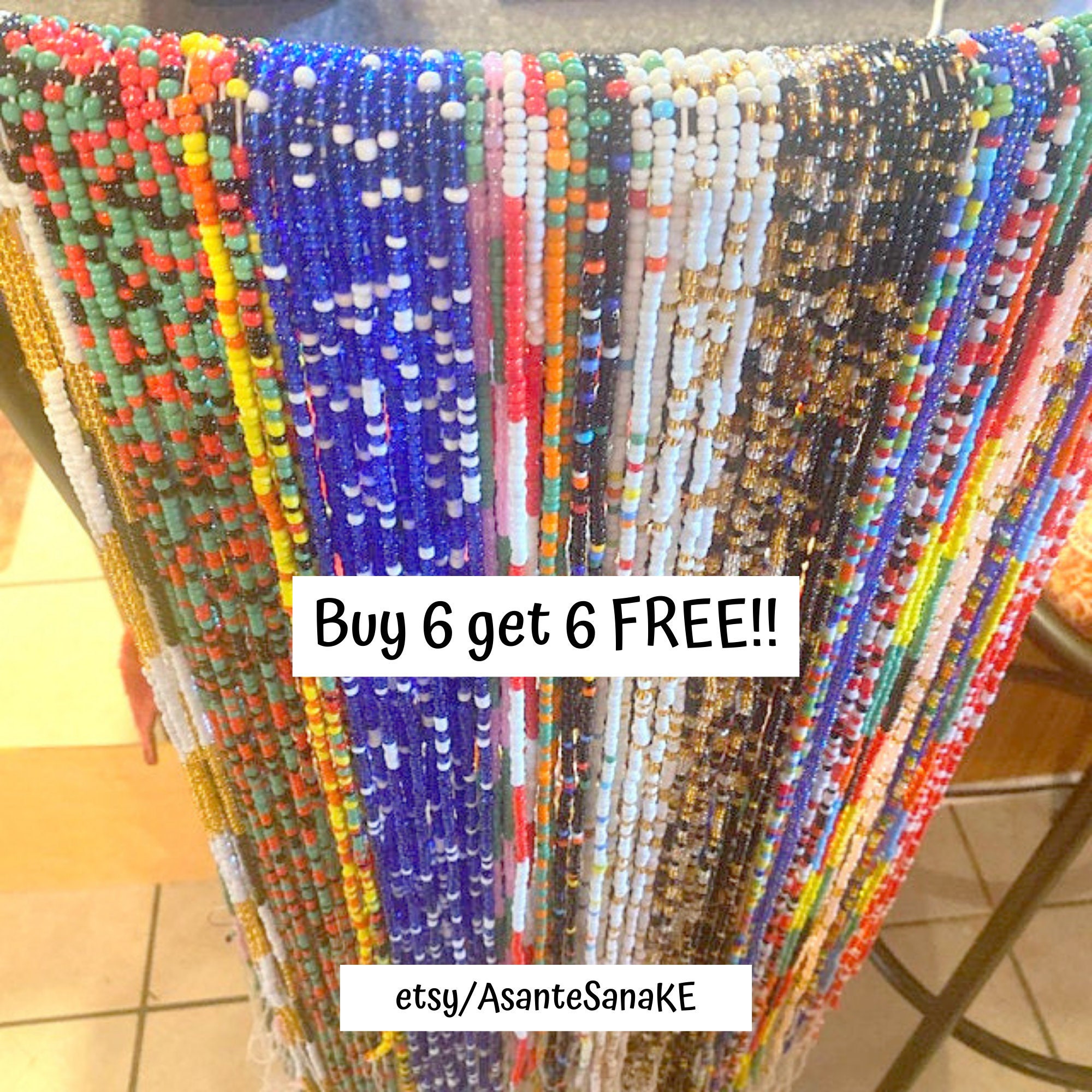 TIE ON Stomach Beads, Waist Beads, Waist Beads for weight loss, Afric…