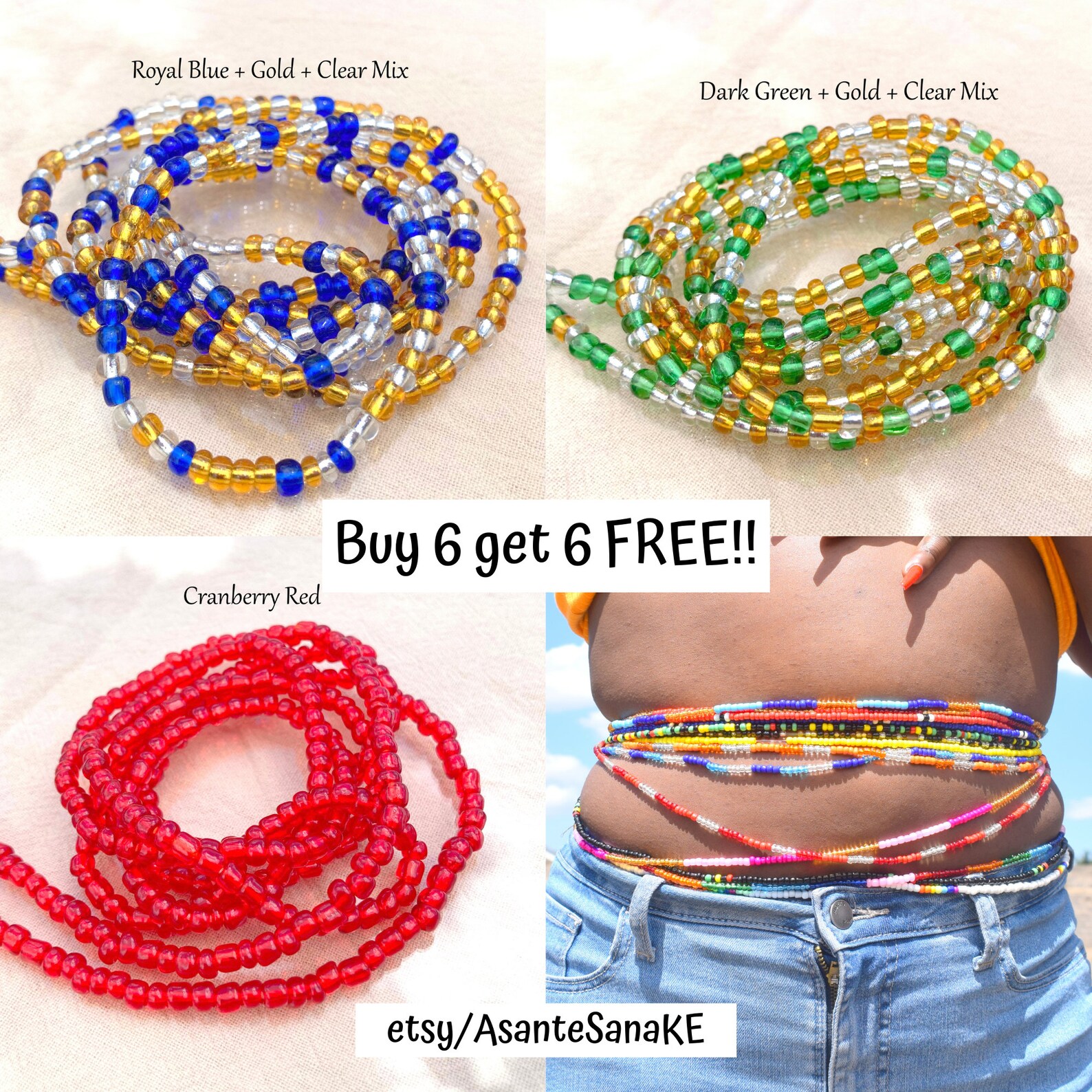 Thread TIE ON Waist Beads Waist Beads Waist Beads for Weight Etsy