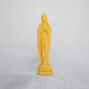Virgin Mary Beeswax Candle. Religious statue. Housewarming gift. Saint candle