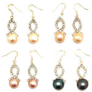 7-8mm Natural Raindrop Oval Pearl 925 Sterling Silver Zirconia Earring