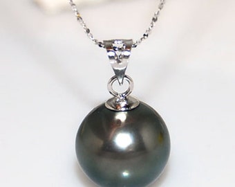 16-18 inches Adjustable 18K Solid Gold AAA Golden Round South Sea Pearl Pendant Necklace